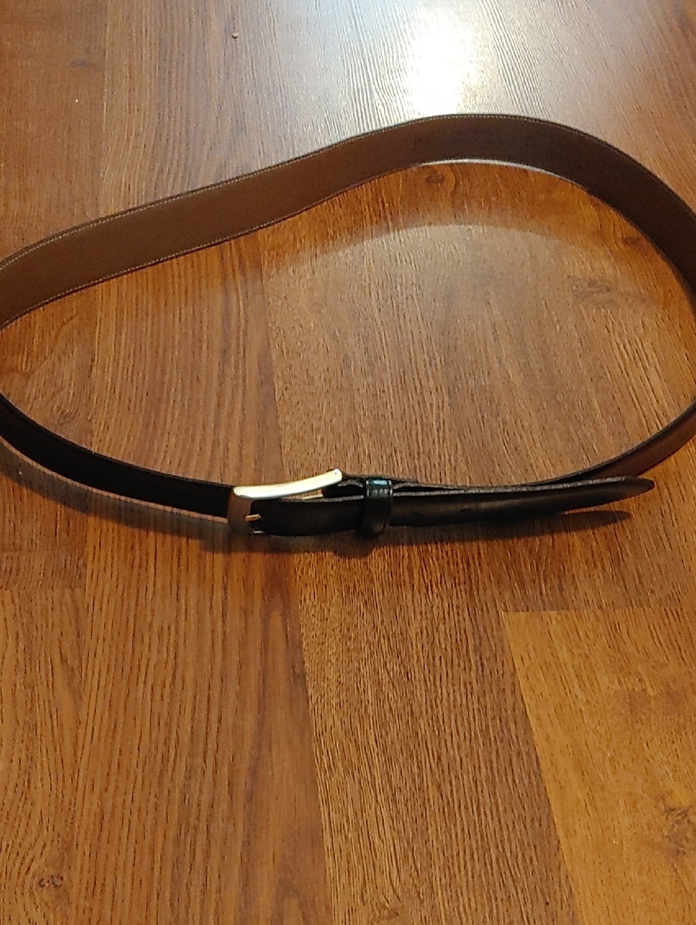 ✅$8 Add On Classic Men's Black Leather Belt with Gold Buckle 47.75-51.75 Inches